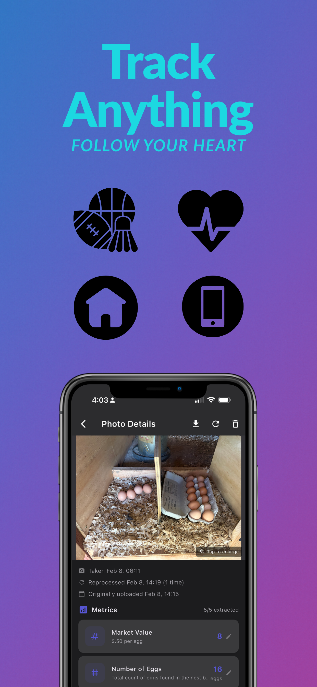 Track Anything - PhotoMetrics App Store Screenshot