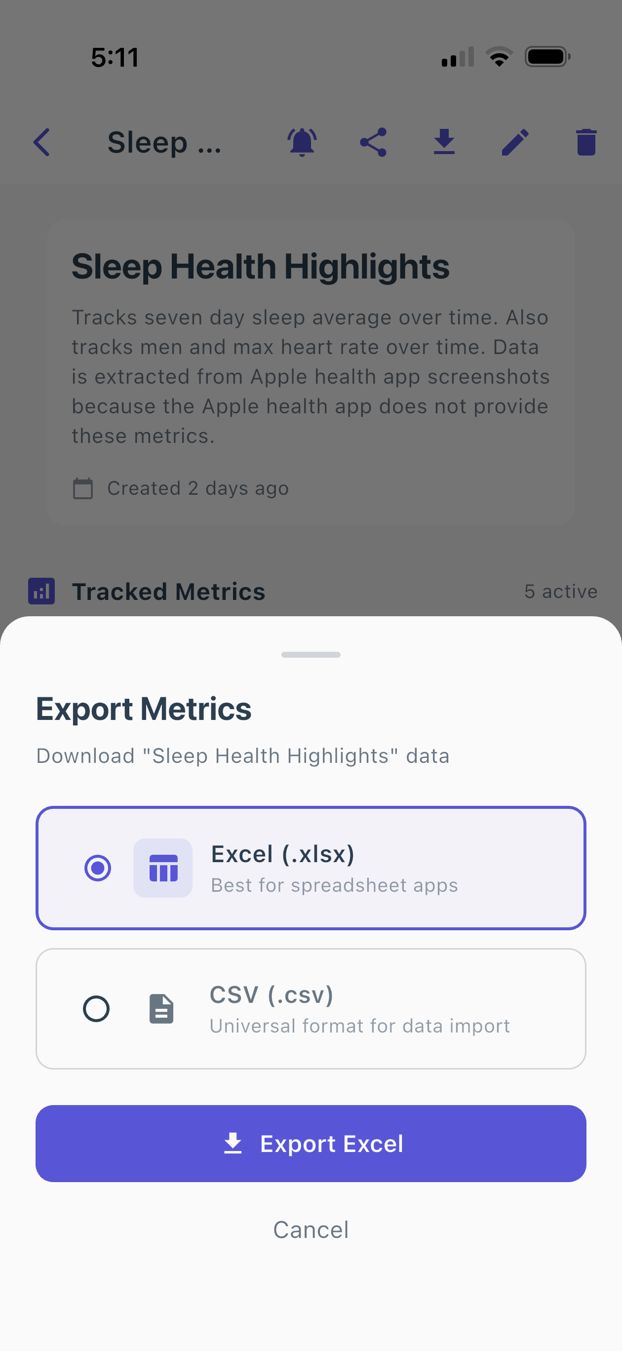 PhotoMetrics data export options